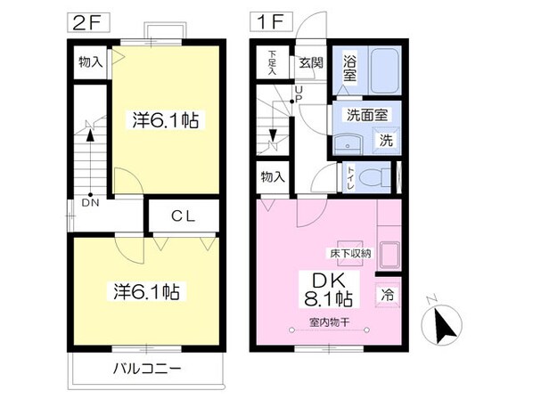 ユニティー・若葉町Ｂの物件間取画像